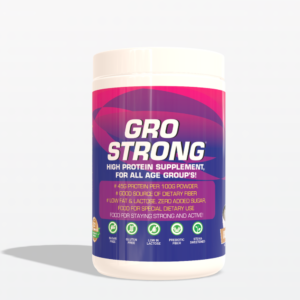 "Gro Strong Chocolate Protein Powder Nutritional Label"