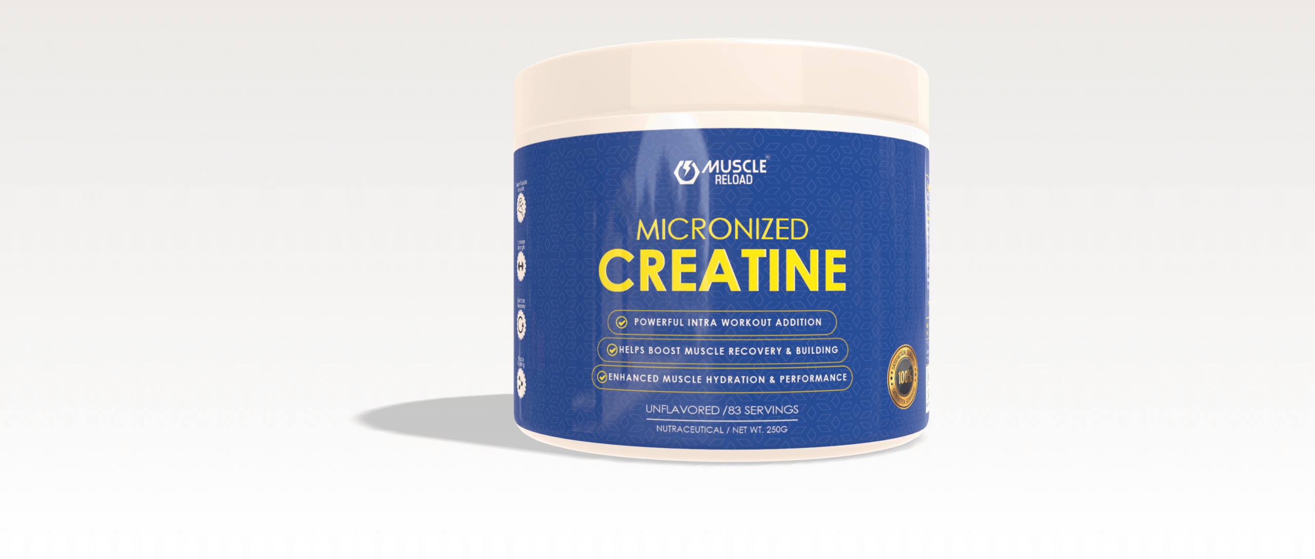 Muscle Reload Micronized Creatine Monohydrate Unflavoured 250g Front View
